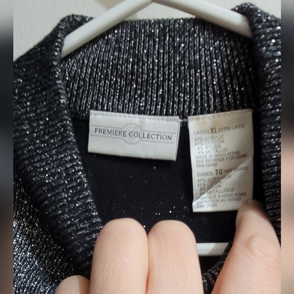 Premiere Collection, x large silver, and black mockneck turtleneck sweater - Picture 3 of 4